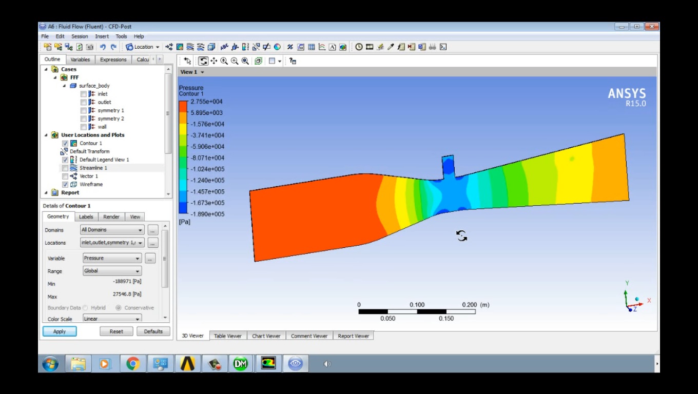 Ansys Tutorial - CFD Of Venturi 2D Using Fluid Flow 