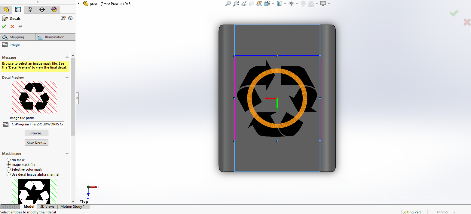 Problem with decals/images appearance in SolidWorks 2017 SOLIDWORKS