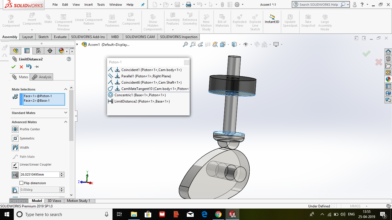 Follower doesnt follow the Cam profile at some points. SOLIDWORKS