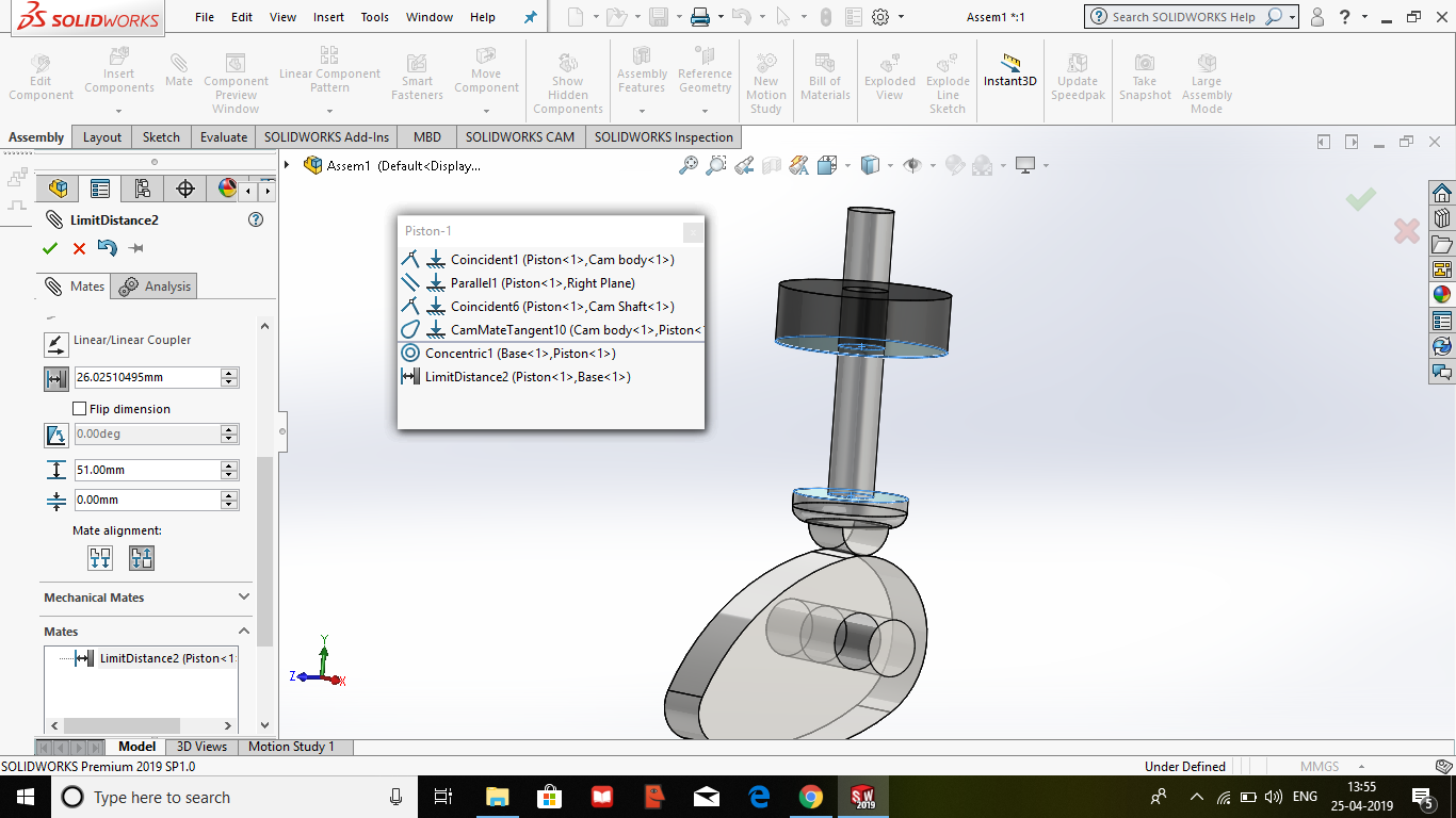 Follower doesnt follow the Cam profile at some points. SOLIDWORKS