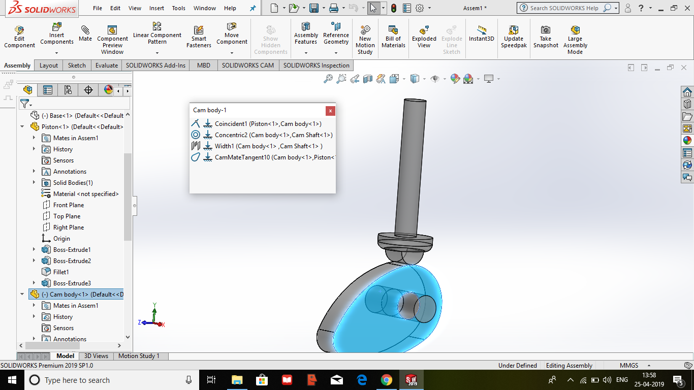 Follower doesnt follow the Cam profile at some points. SOLIDWORKS