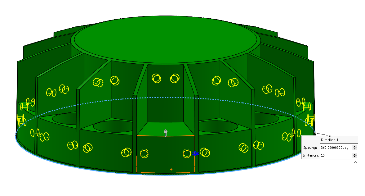 Circular Pattern Not Going Around My Cylinder in Solidworks? GrabCAD