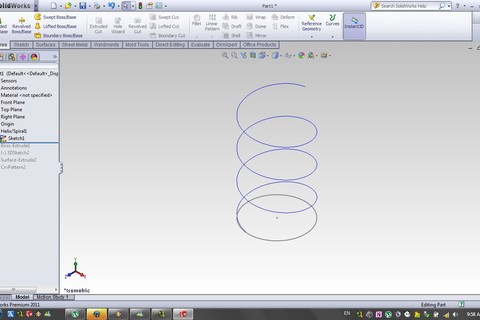 How to array straight line along helix curve? - GrabCAD