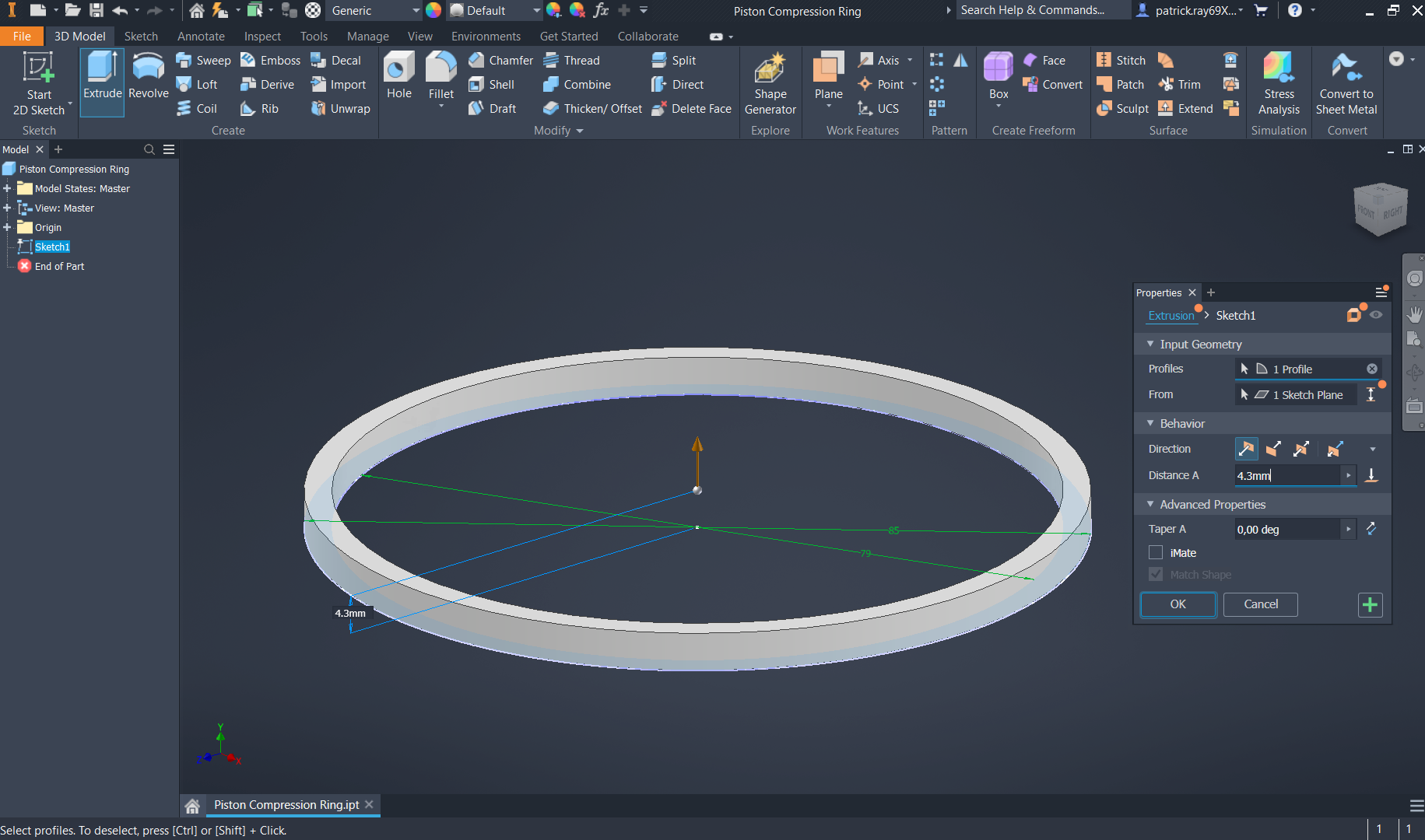 Piston Compression Ring GrabCAD Tutorials