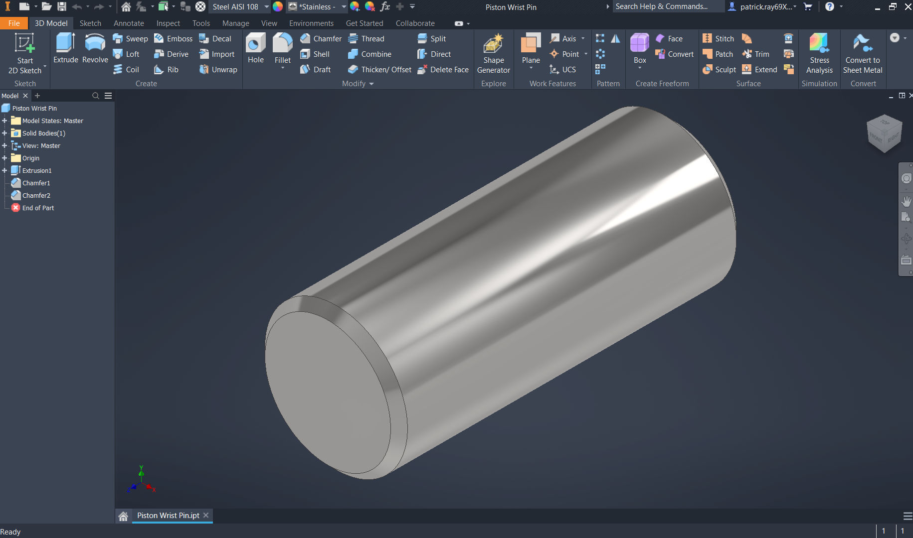Piston Wrist Pin (Gudgeon Pin) GrabCAD Tutorials