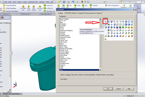 Tutorial: change the view from view to view TOP RIGHT in SolidWorks ...