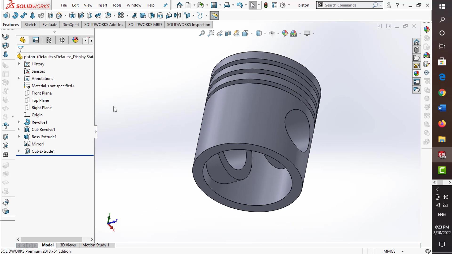 Solidworks piston GrabCAD Tutorials