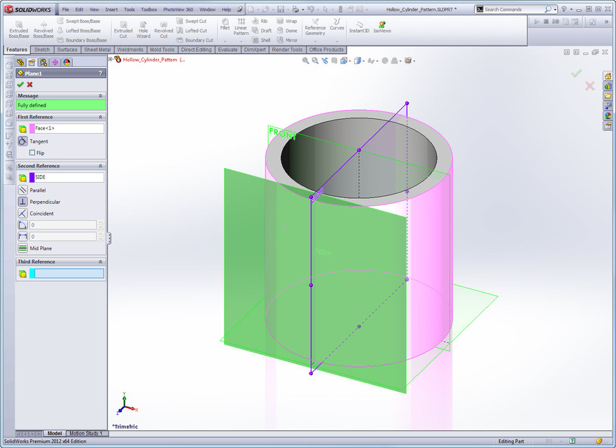 How to cut holes throughout the curved surface of a cylinder? GrabCAD