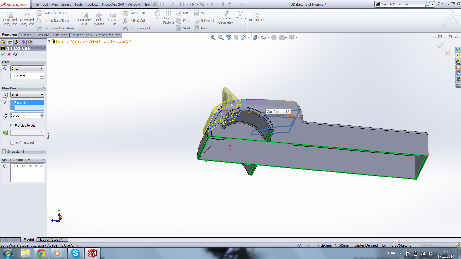 How to cut extrude a 3d sketch in solidworks | GrabCAD Groups