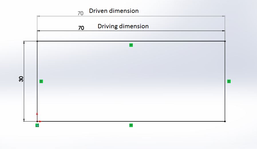 how to understand the driven and driving dimention in solid works just