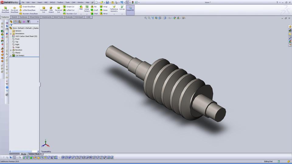 How make worm at SolidWorks GrabCAD