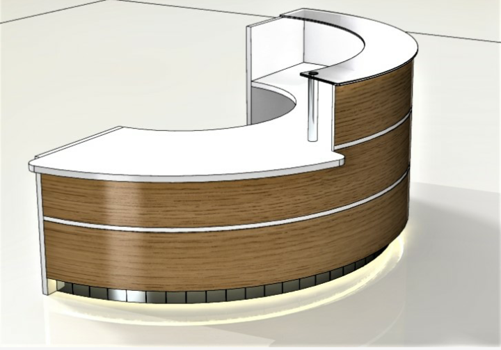 Reception table half curved 3D CAD Model Library GrabCAD