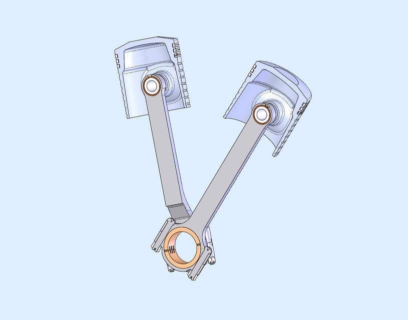Liberty V12 Engine Connecting Rods and Piston Assembly 3D CAD Model