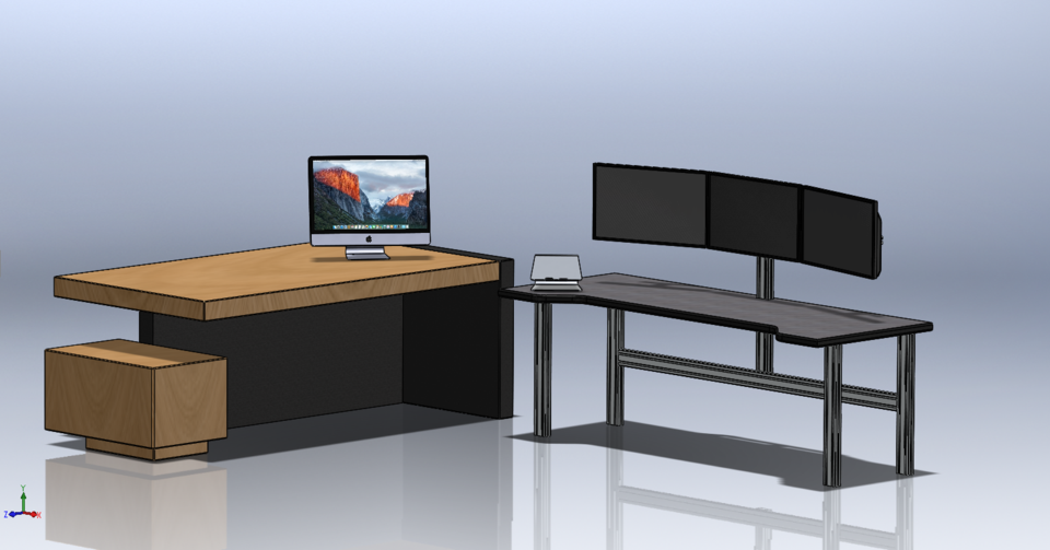 Workstation - w Triple Monitor Stand 