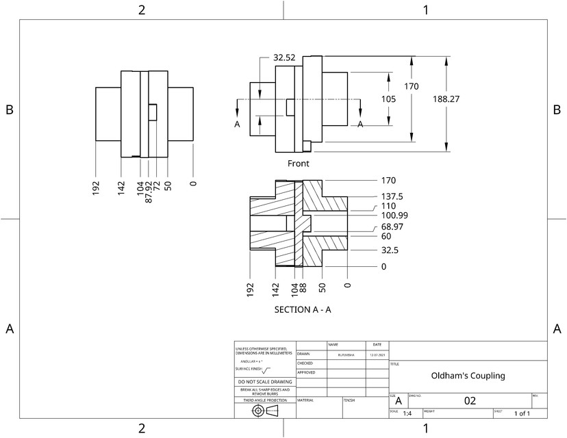 Oldham Coupling 3D CAD Model Library GrabCAD