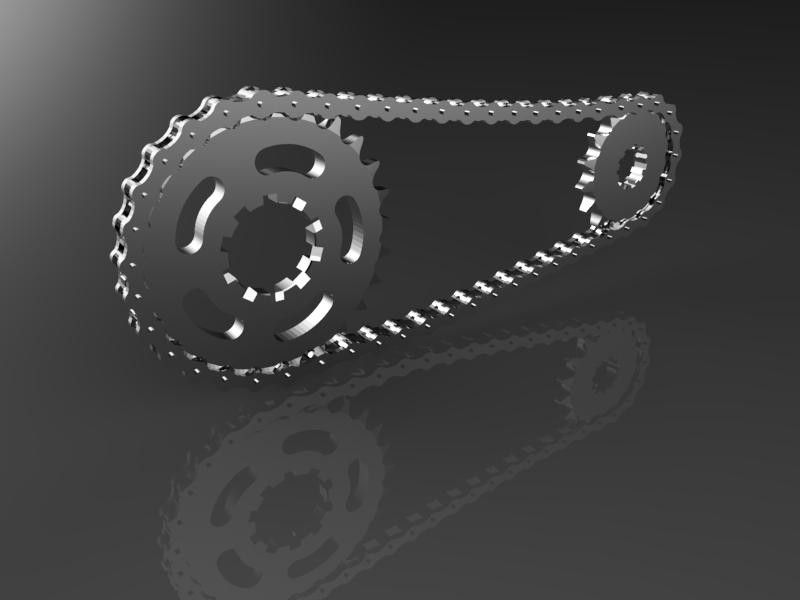 Bevel gears with chain