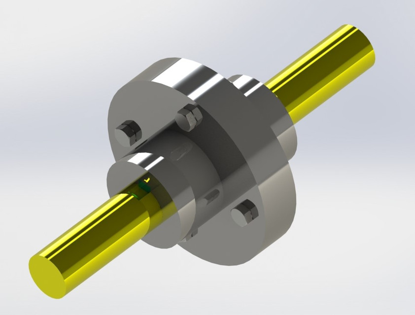 Design of flange coupling part and assembly in Solidworks 3D CAD