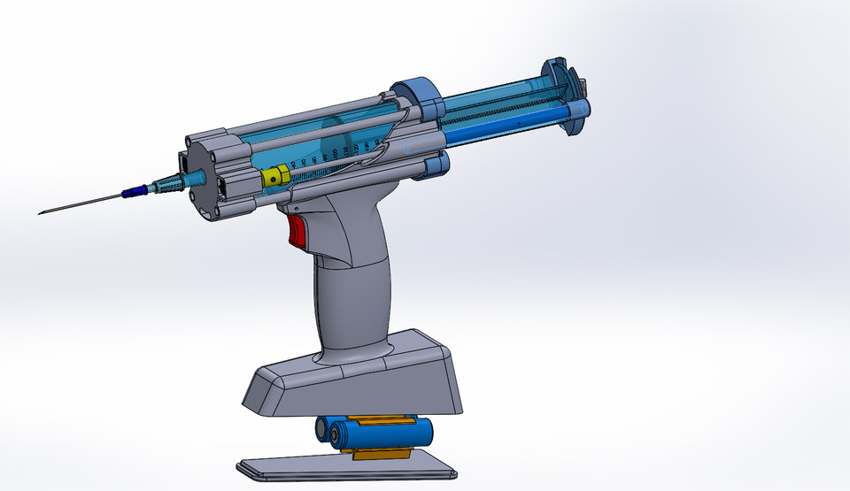 Syringe 150ml for glue gun 3D CAD Model Library GrabCAD