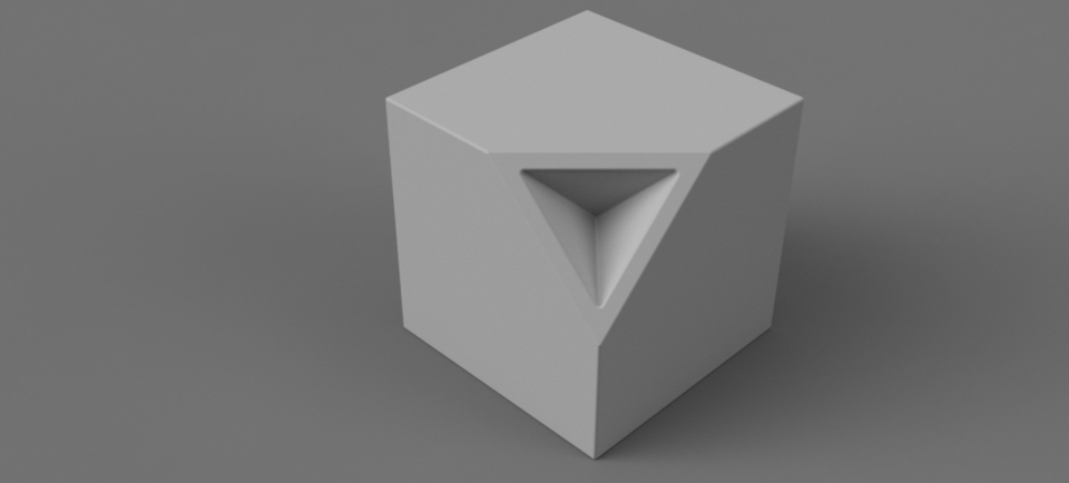 Cube with Triangular cone hole