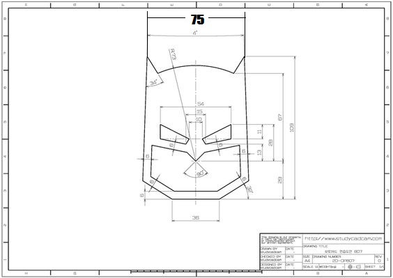 batman mask sketch in solidworks