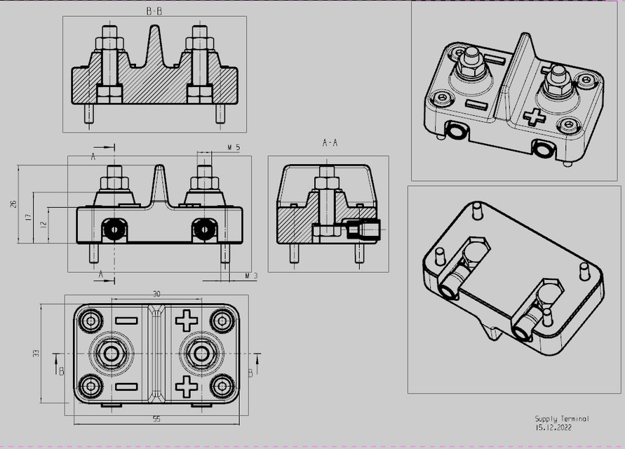 power supply terminal 3D CAD Model Library GrabCAD