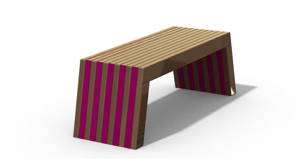 Hot Pink Bench 3D CAD Model Library GrabCAD