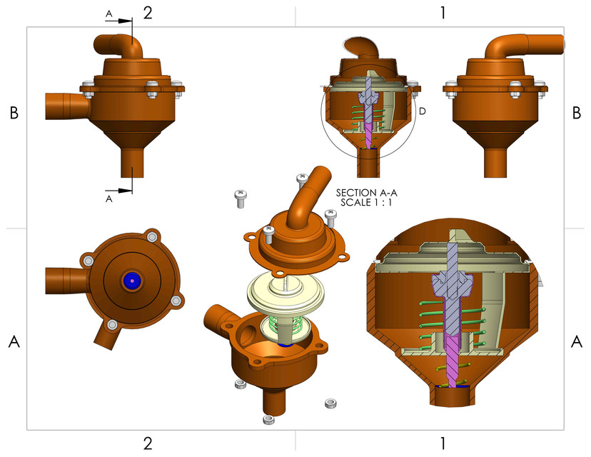 Thermostat valve 3D CAD Model Library GrabCAD
