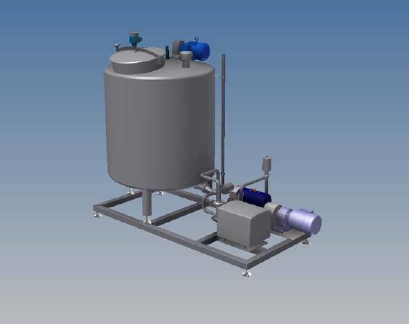 Cream storage tank and pump skid