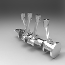 4 cylinder crank shaft with piston