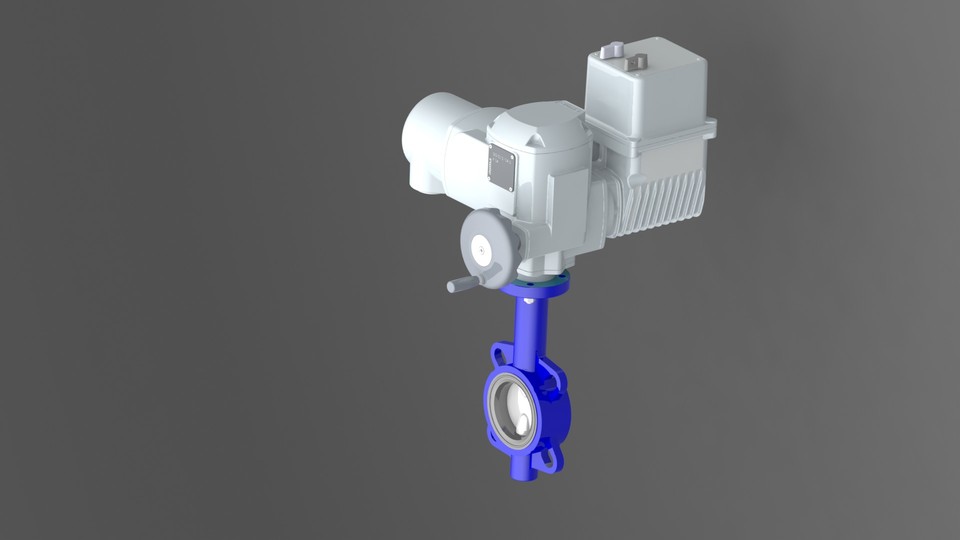 Flap non valve DN65 electric drive AUMA SG 04 3D CAD Model Library