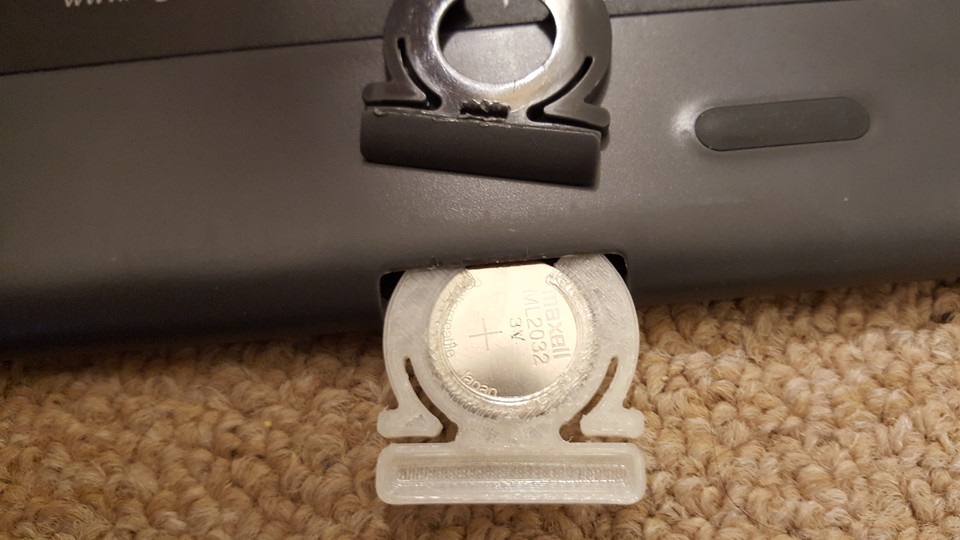 Logitech K750 Keyboard Custom Removable Battery Holder 3D CAD Model
