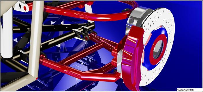 Rear suspension with a-arm, knuckle and disk break