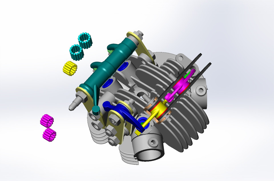 Rudge cylinder head cores. works bike 3D CAD Model Library GrabCAD