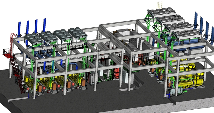 Gas and diesel power station