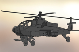 Apache Helicopter AH-64, sheet metal puzzle, military, 3d model