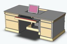 Classic Wood Computer Desk with Monitor Hide-away