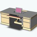Classic Wood Computer Desk with Monitor Hide-away