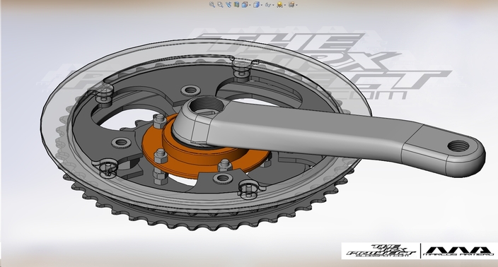 eBike right crank 44 /44/32 Tooth Freewheeling Chainwheel