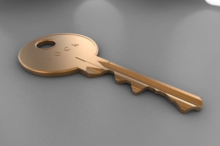 Key for padlock with internal mechanism.