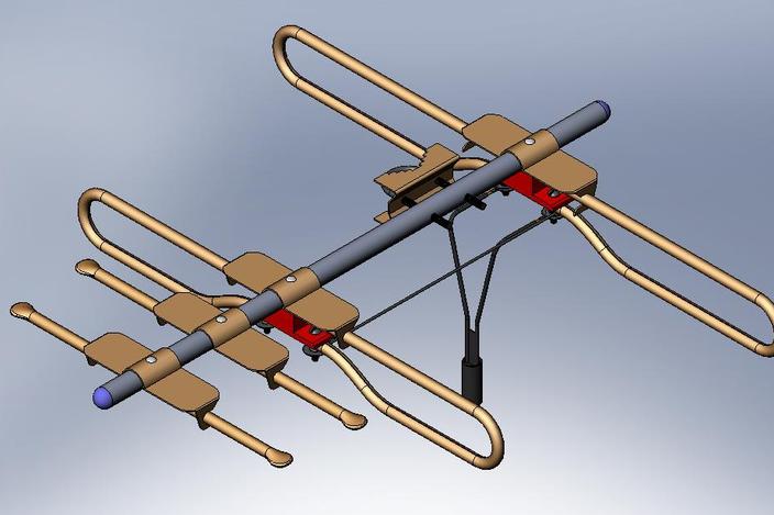 Antenna with 2 elements and 2 dipoles for vhf and uhf - SOLIDWORKS - 3D ...