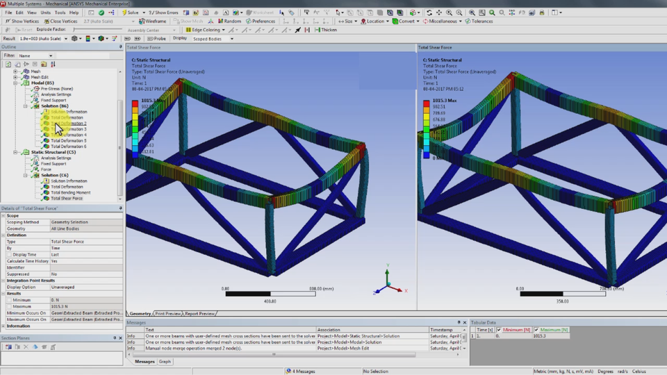 Tutorial ANSYS Spaceclaim: 1D structure (ANSYS 18|ANSYS 18.1)-Modal Analysis & structure Analysis