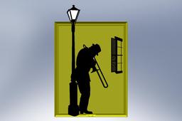 Silhouette - Trombone Player under the Street Lamp