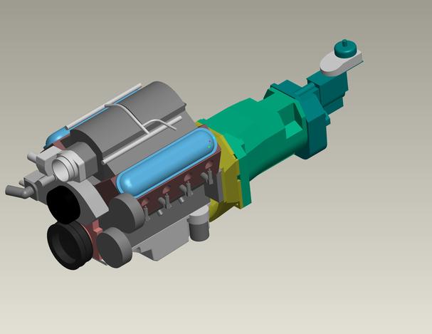 LS3/T56 engine and transmission model