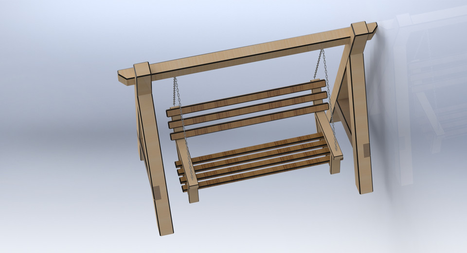 Wooden swing / Holzschaukel | 3D CAD Model Library | GrabCAD