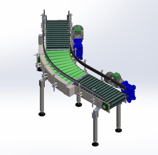 MOTORISED BEND ROLLER CONVEYOR 3D CAD Model Library GrabCAD