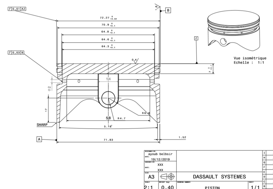 PISTON 3D CAD Model Library GrabCAD