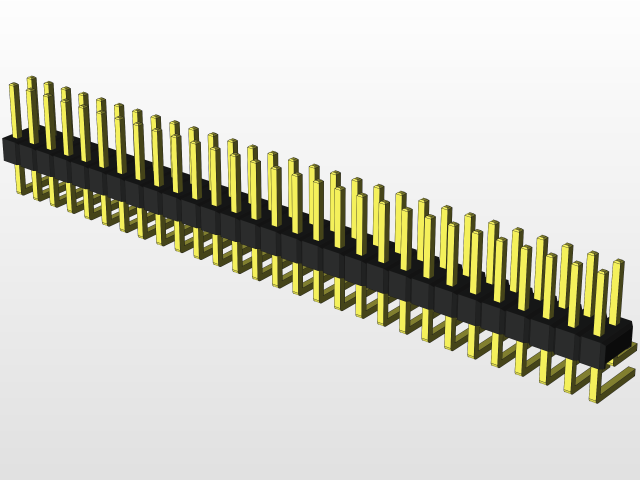 外螺纹2.54mm PCB头,直形,90高,90低,1x1至2x40