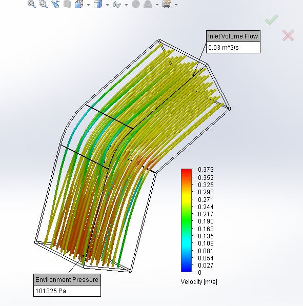 Flow Simulation of Duct Elbows, and Reducers using Solidworks.