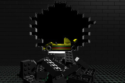 Lego car in broken wall