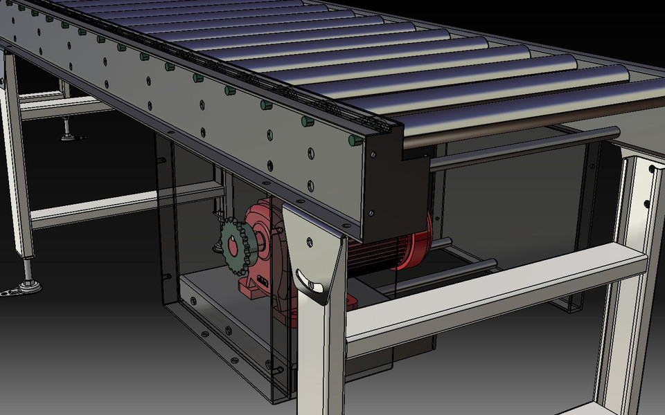 Chain Driven Roller Conveyor Ver2 3D CAD Model Library GrabCAD